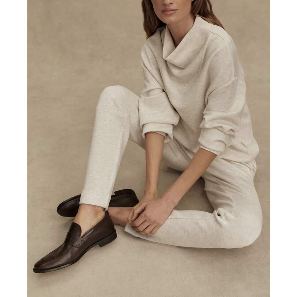Varley Betsy Sweat Doublesoft Oversized Cowl Neck Sweatshirt Ivory Marl Medium - Picture 15 of 16